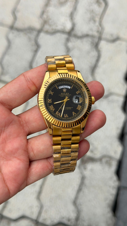 Role_x Day Date Gold/Back Watch